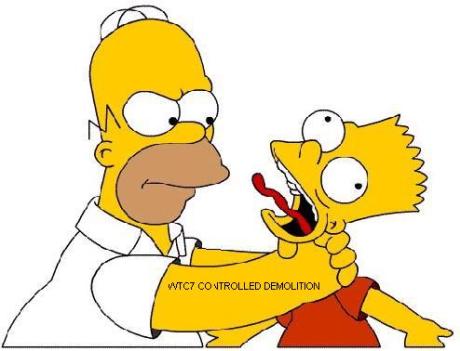 Bart Simpson being choked lovingly by  his father