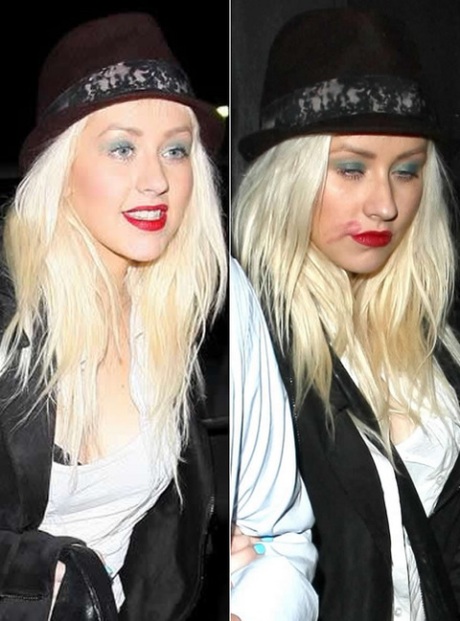 Christina Aguilera entering (L) and leaving (R) The Room nightclub in West Hollywood (4/27) 