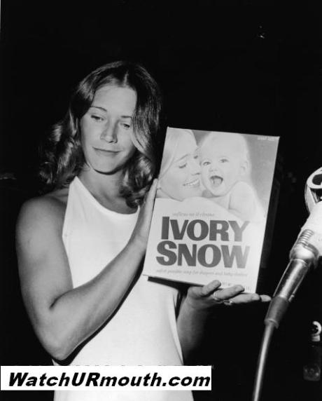 Marilyn Chambers posing with her Ivory Snow box